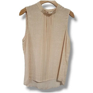 Lex & Madison women's peach white Sleeveless lightweight Blouse - large